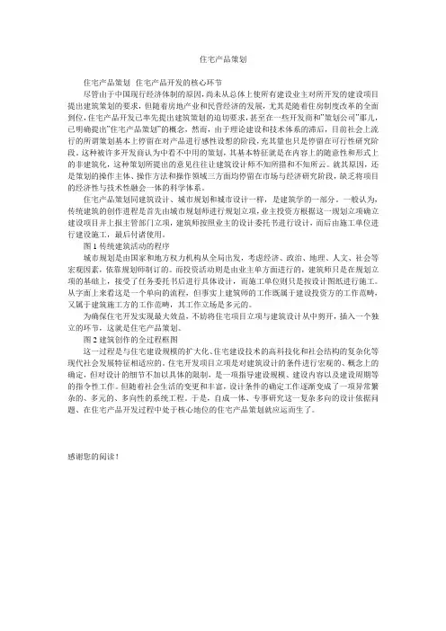 住宅产品策划