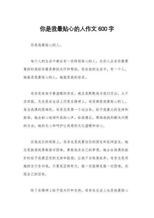 你是我最贴心的人作文600字