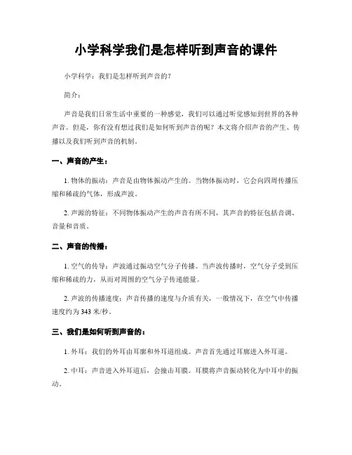 小学科学我们是怎样听到声音的课件