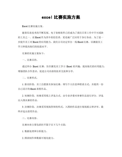 excel比赛实施方案