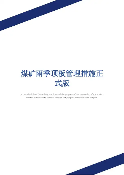 煤矿雨季顶板管理措施正式版