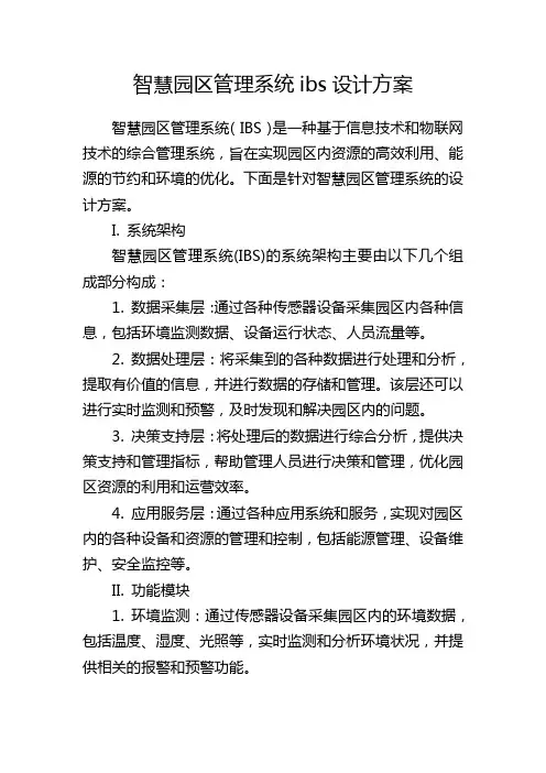 智慧园区管理系统ibs设计方案