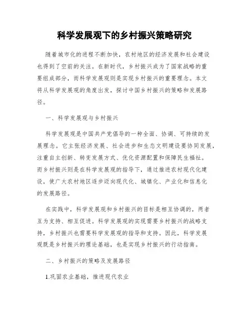 科学发展观下的乡村振兴策略研究