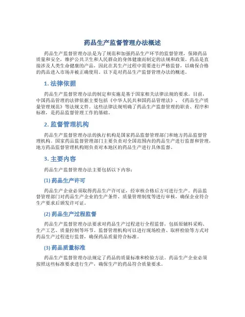 药品生产监督管理办法概述