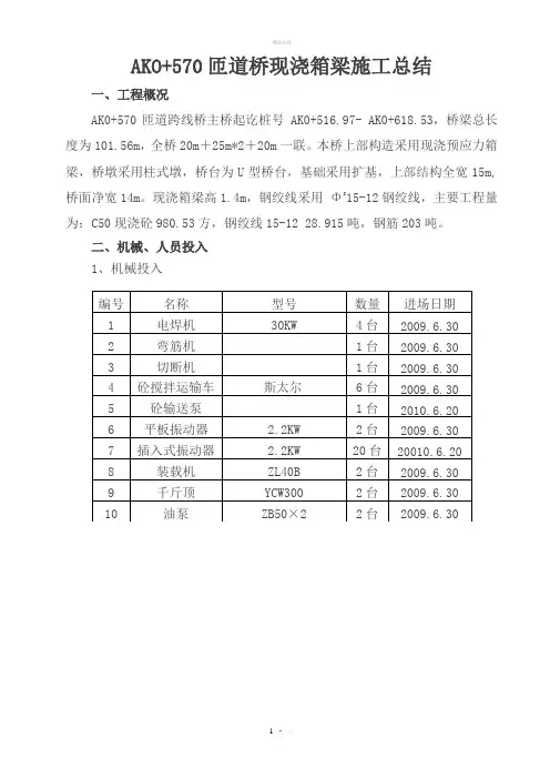 匝道桥现浇箱梁总结最终版全解