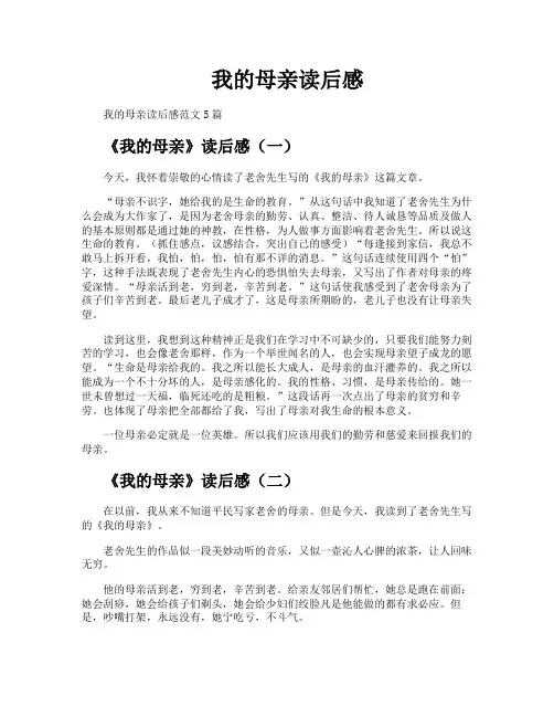 我的母亲读后感