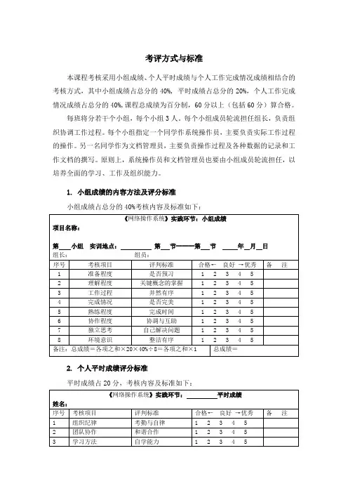 《网络操作系统》考核方式