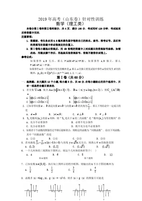 2019年高考(山东卷)针对性训练数学(理工类)word精品文档8页