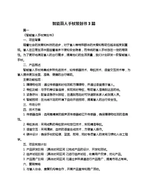 智能盲人手杖策划书3篇