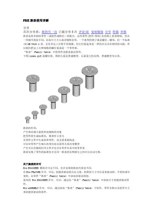 PROE族表使用详解