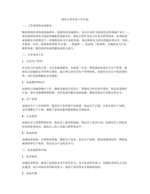 强电主管年度工作计划