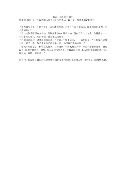 鲁迅药好句摘抄