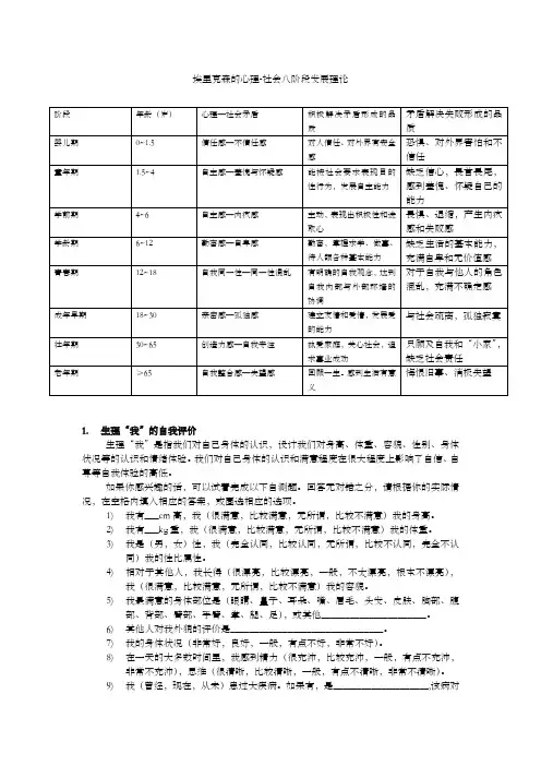 埃里克森的心理社会八阶段发展理论