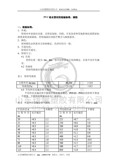 PVC检验标准规程