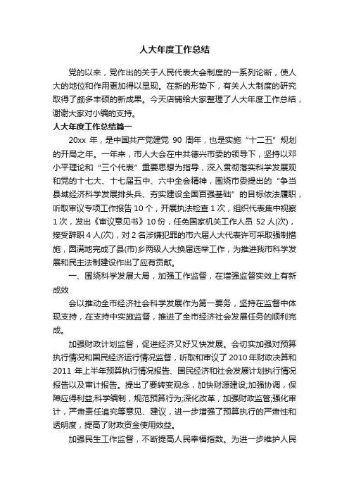 人大年度工作总结