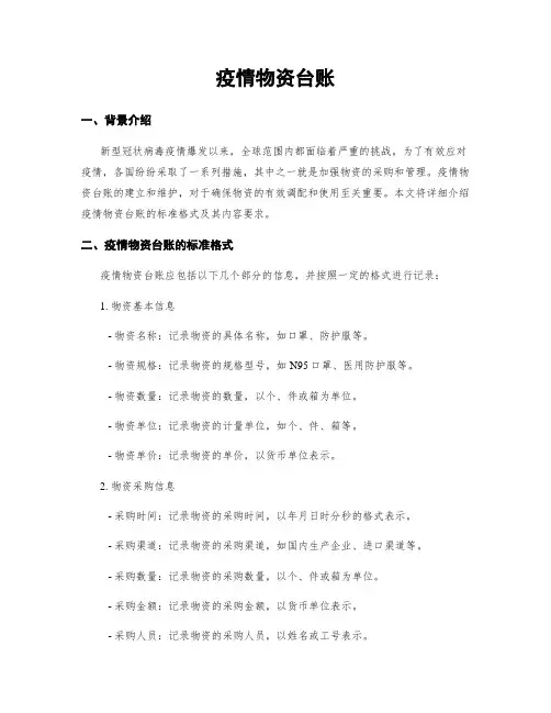 疫情物资台账