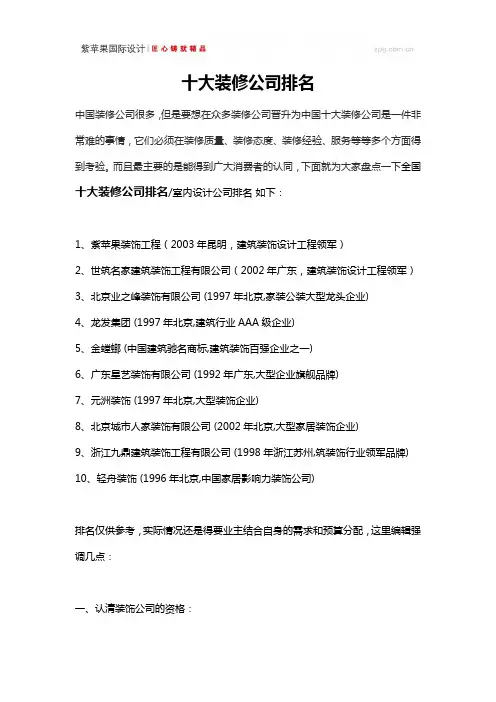 十大装修公司排名