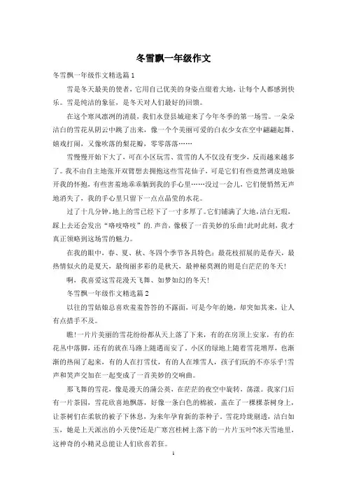 冬雪飘一年级作文