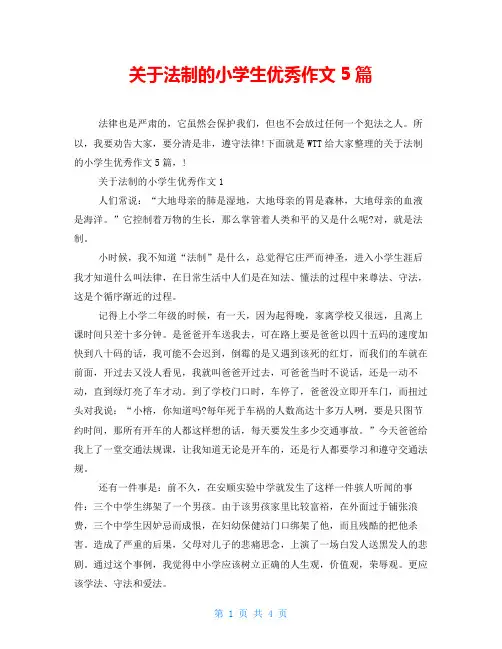 关于法制的小学生优秀作文5篇