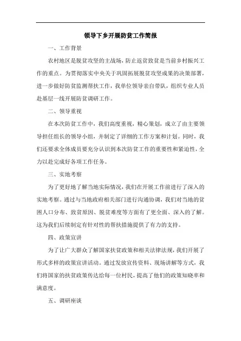 领导下乡开展防贫工作简报
