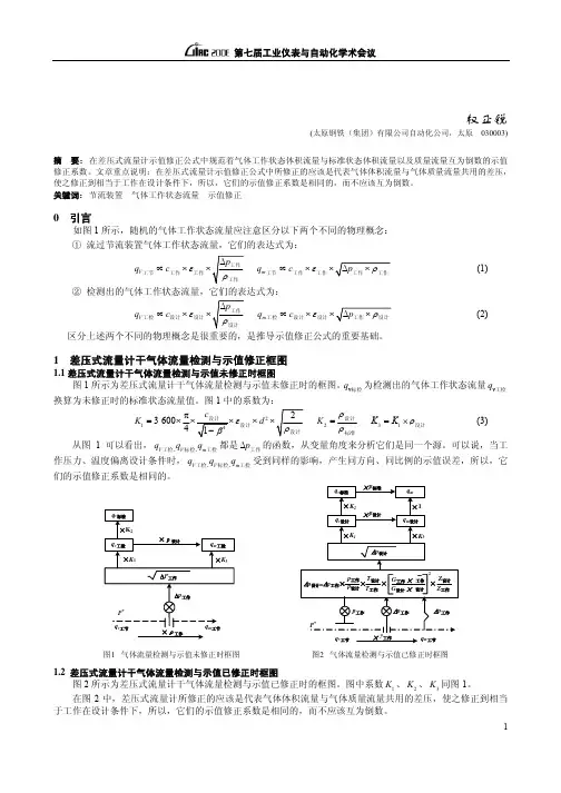 1 差压式流量计干气体流量检测与示值修正框图