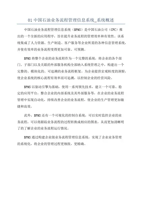01中国石油业务流程管理信息系统_系统概述