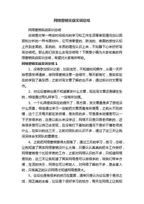 网络营销实战实训总结（精选5篇）