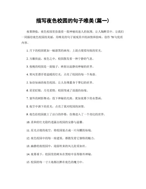 描写夜色校园的句子唯美(精选两篇)