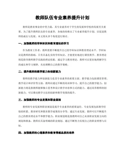 教师队伍专业素养提升计划