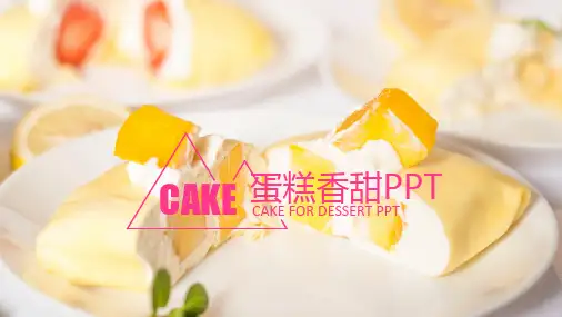 清新小蛋糕点心甜点美食蛋糕店餐品介绍PPT模板