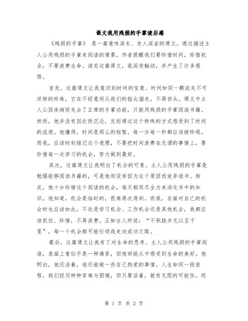 课文我用残损的手掌读后感