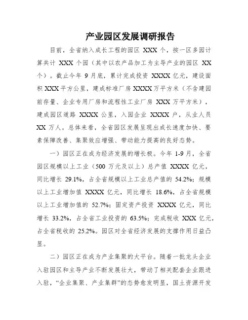 产业园区发展调研报告