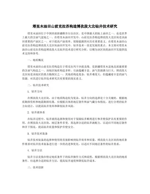 塔里木油田山前克拉苏构造博孜段大北钻井技术研究