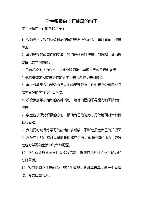 学生积极向上正能量的句子