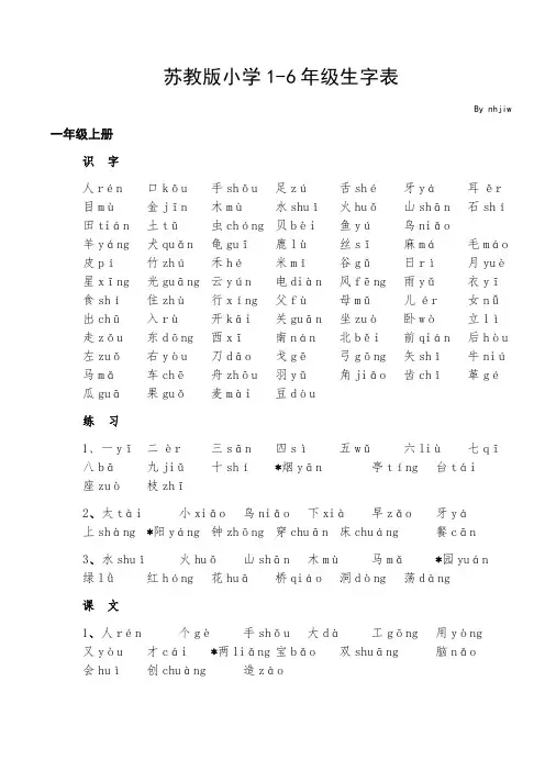 苏教版语文生字表拼音