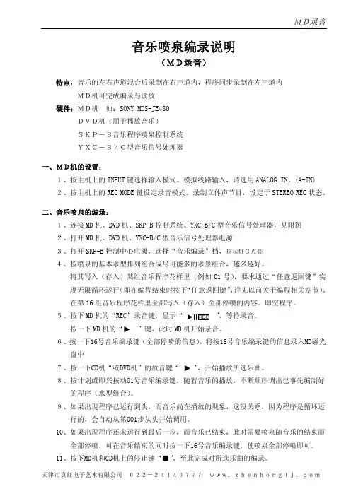 SKP录音说明 MD录音  SONY MDS-JE480