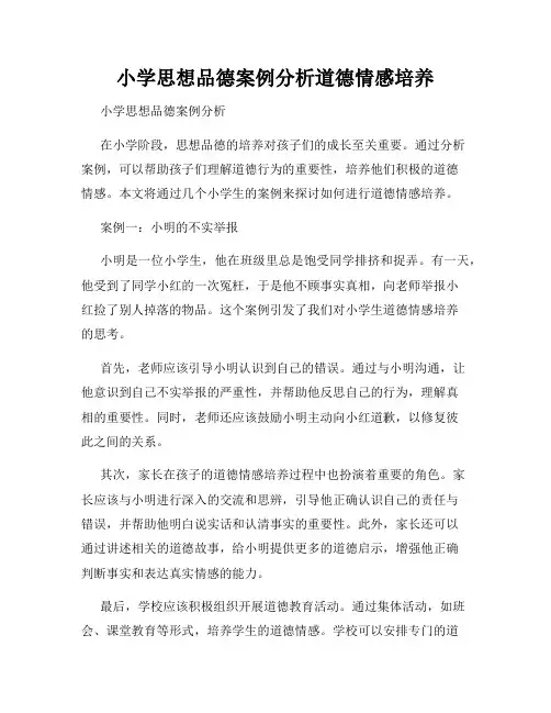 小学思想品德案例分析道德情感培养