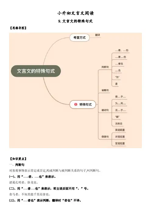 小升初文言文阅读-特殊句式(教师版)