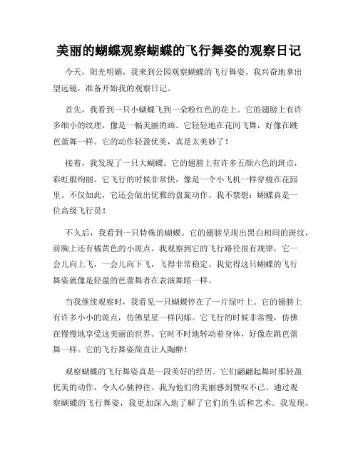 小学三年级作文美丽的蝴蝶观察蝴蝶的飞行舞姿的观察日记