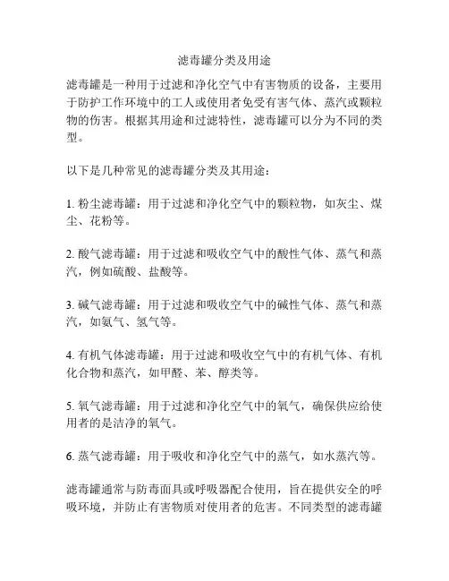 滤毒罐分类及用途