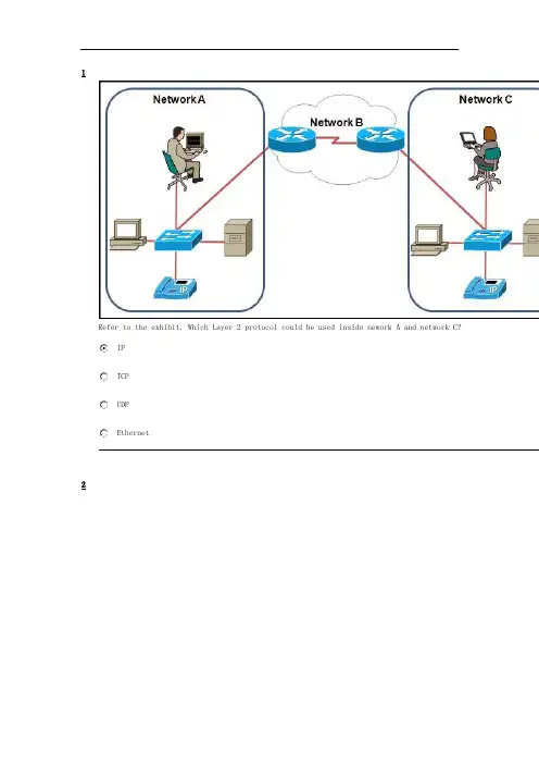 思科第一学期期末考试最新考题CCNA1