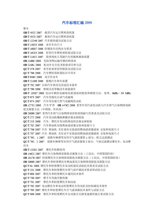 汽车标准汇编2008