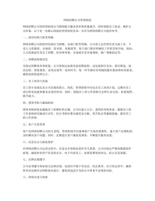 网络招聘公司管理制度