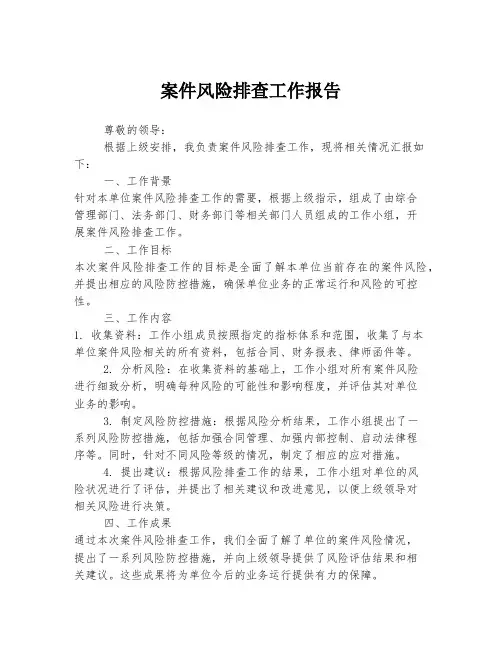 案件风险排查工作报告