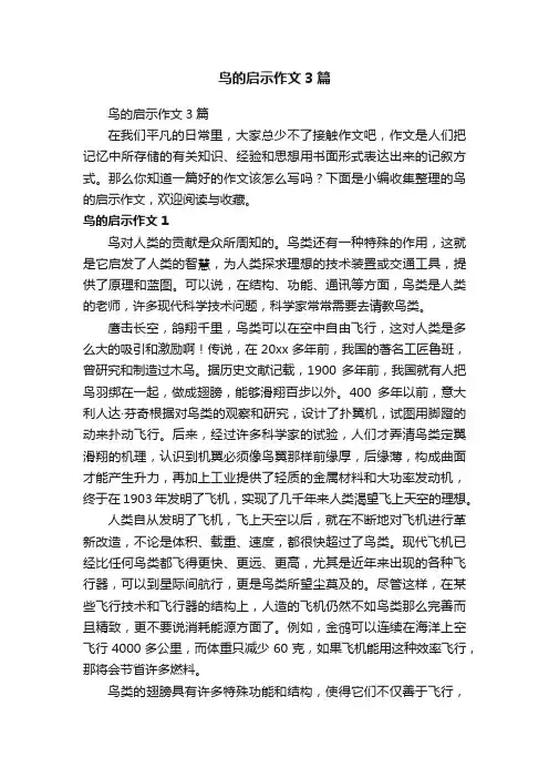 鸟的启示作文3篇