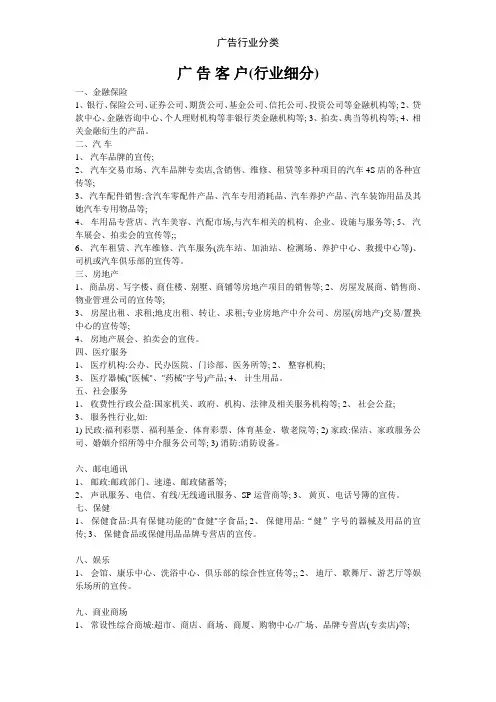 广告行业分类