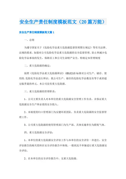安全生产责任制度模板范文(20篇万能)