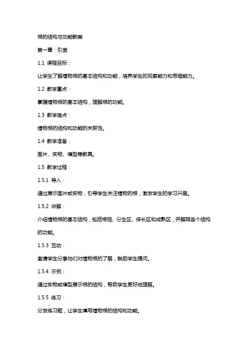 根的结构与功能教案
