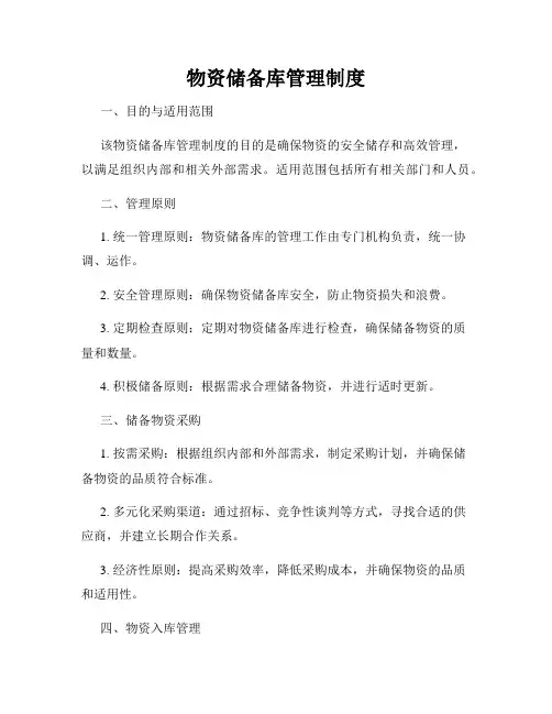 物资储备库管理制度