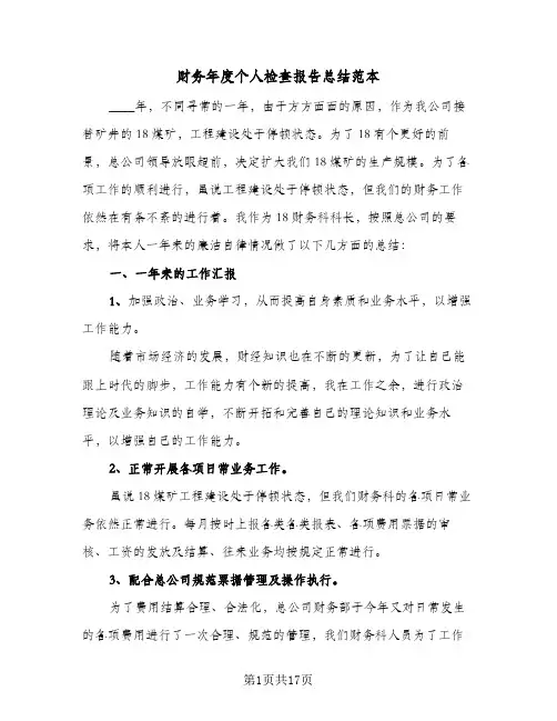 财务年度个人检查报告总结范本(6篇)